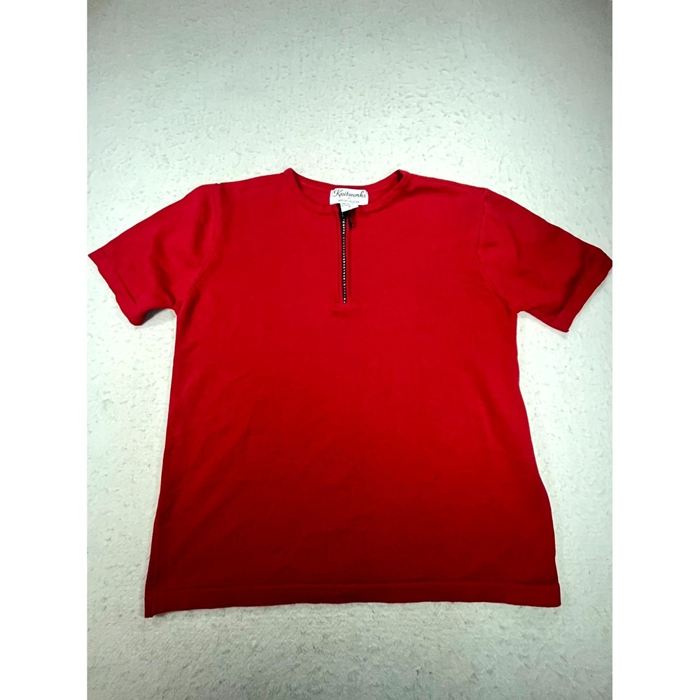 Vintage Knitworks Marisa‎ Christina Top Womens Small Red Sweater Quarter Zip
